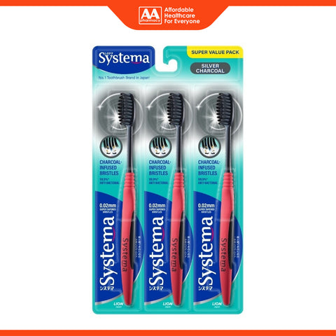 Systema Toothbrush (Silver Charcoal, Soft) 3's