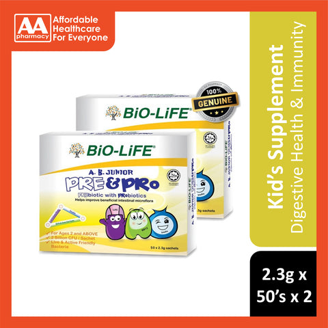 Bio-Life A.B. Junior Pre and Probiotics Powder Sachet 2.3gx50'sx2 [Twinpack]