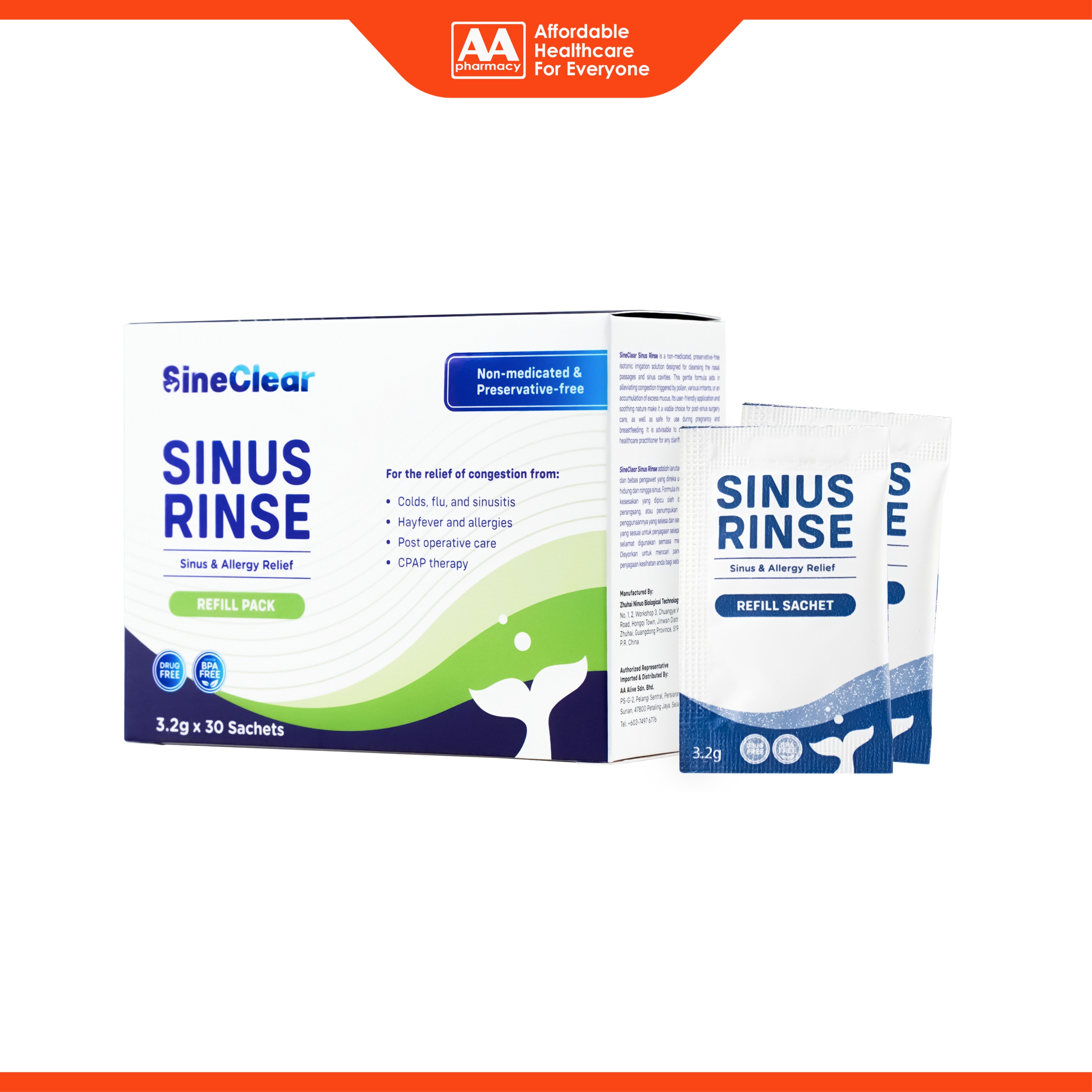 SineClear Sinus Rinse Refill Pack Sachet (3.2g x 30's)