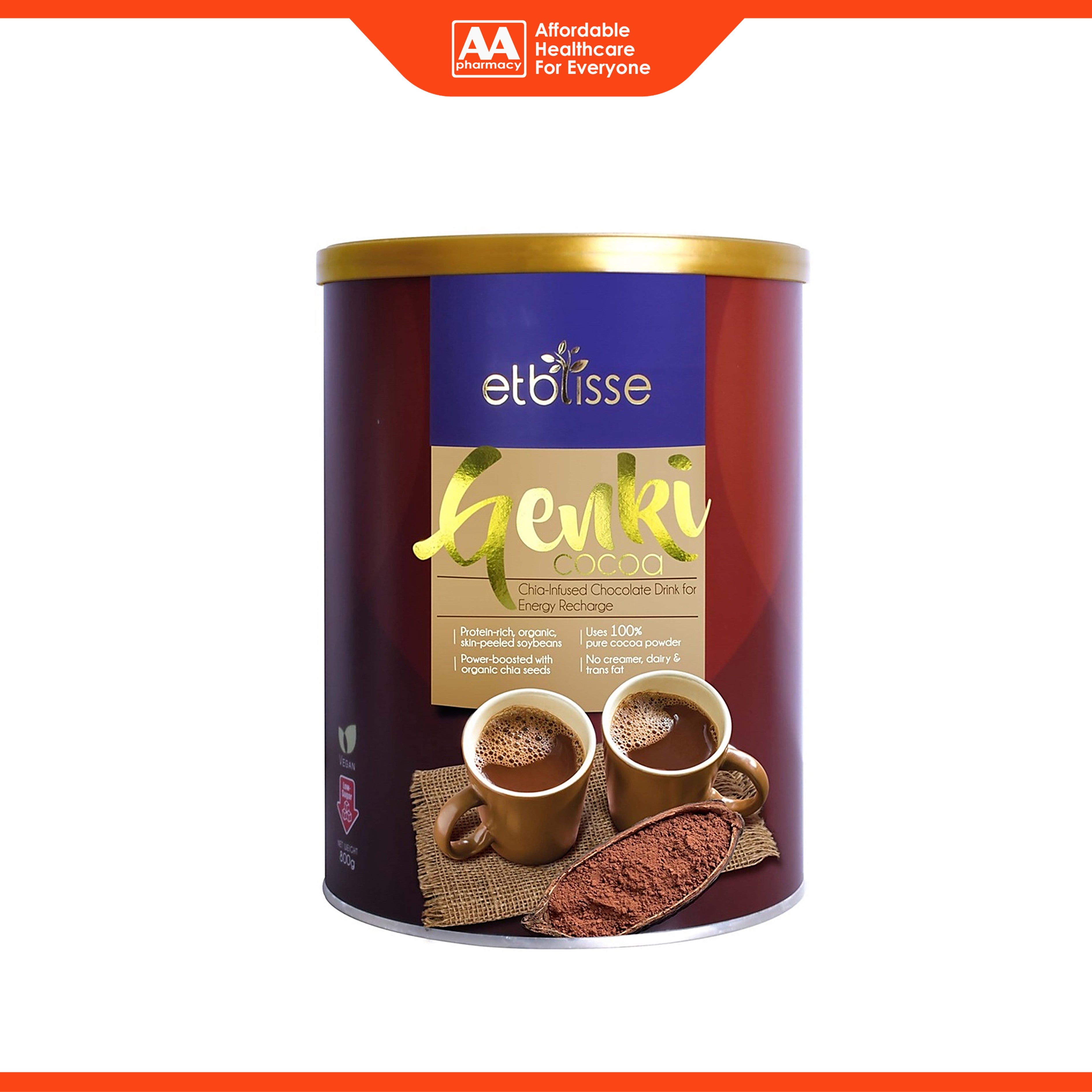 Etblisse Genki Cocoa Chia-Infused Chocolate Drink 800g