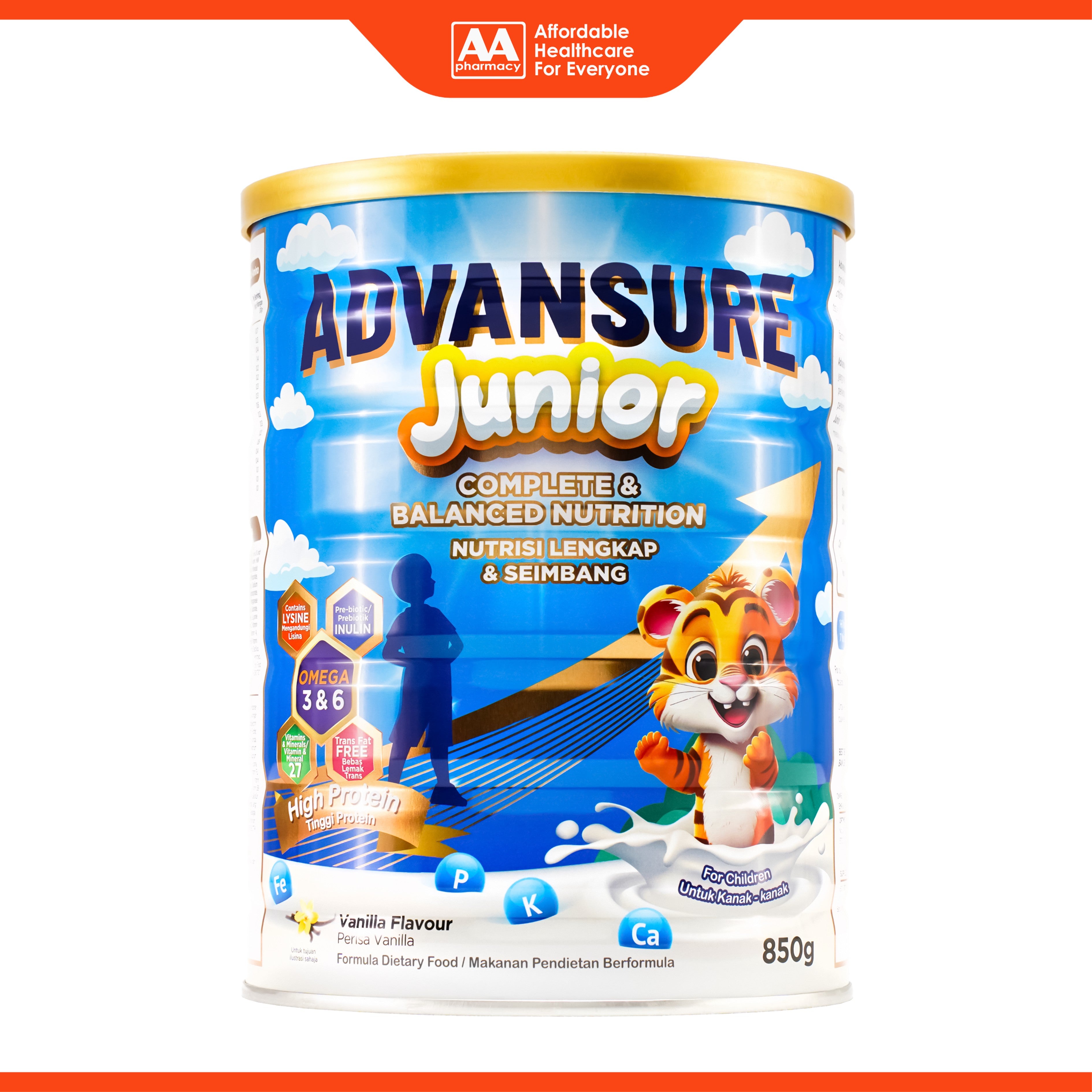 [EXP 03/12/2026] Advansure Junior Complete and Balanced Nutrition Formula Dietary Food 850g (Vanilla Flavour)