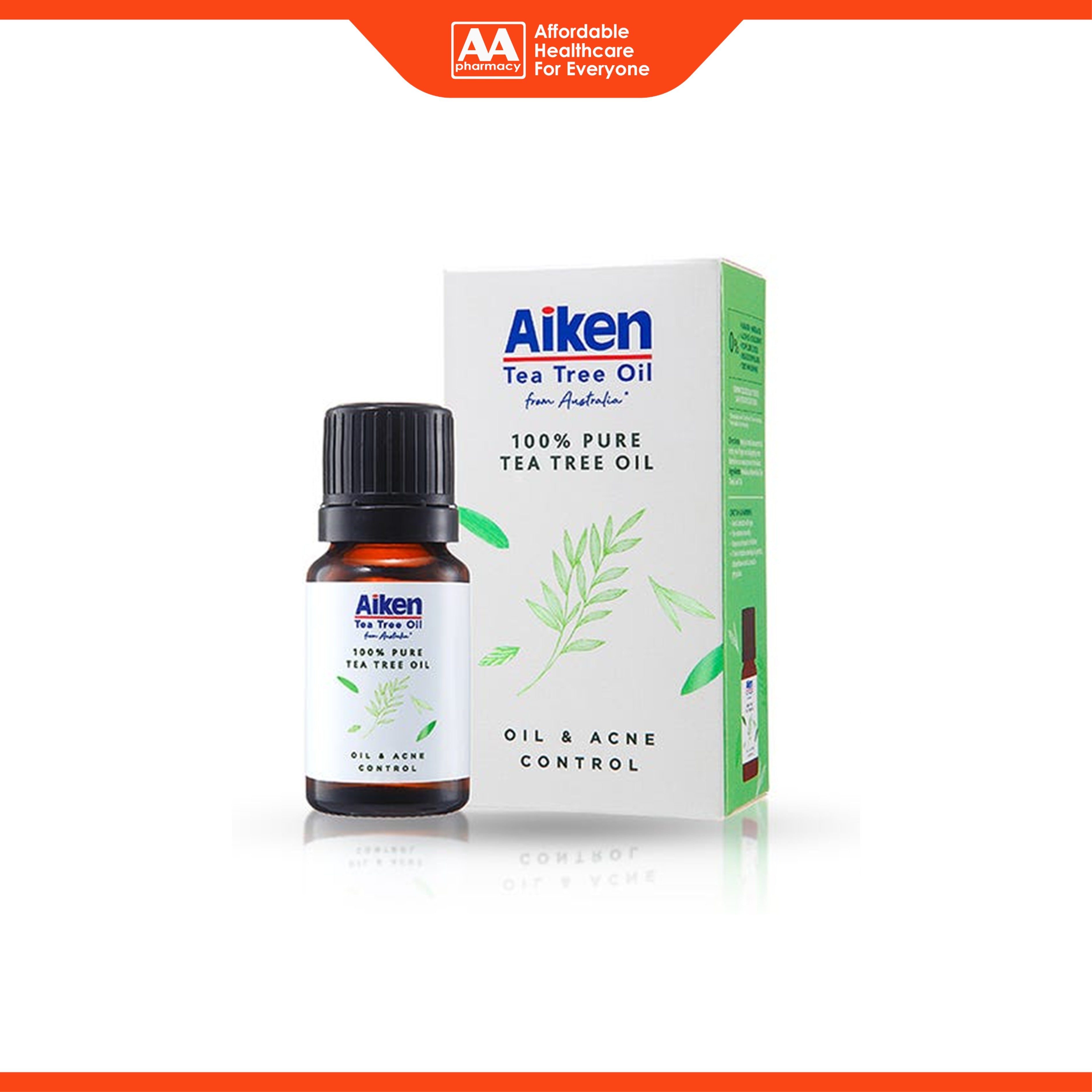Aiken 100% Pure Tea Tree Oil (10ml) - Oil and Acne Control