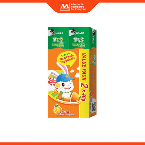 Darlie Bunny Kids (Orange) Fluoride Toothpaste 40gx2's [Value Pack]