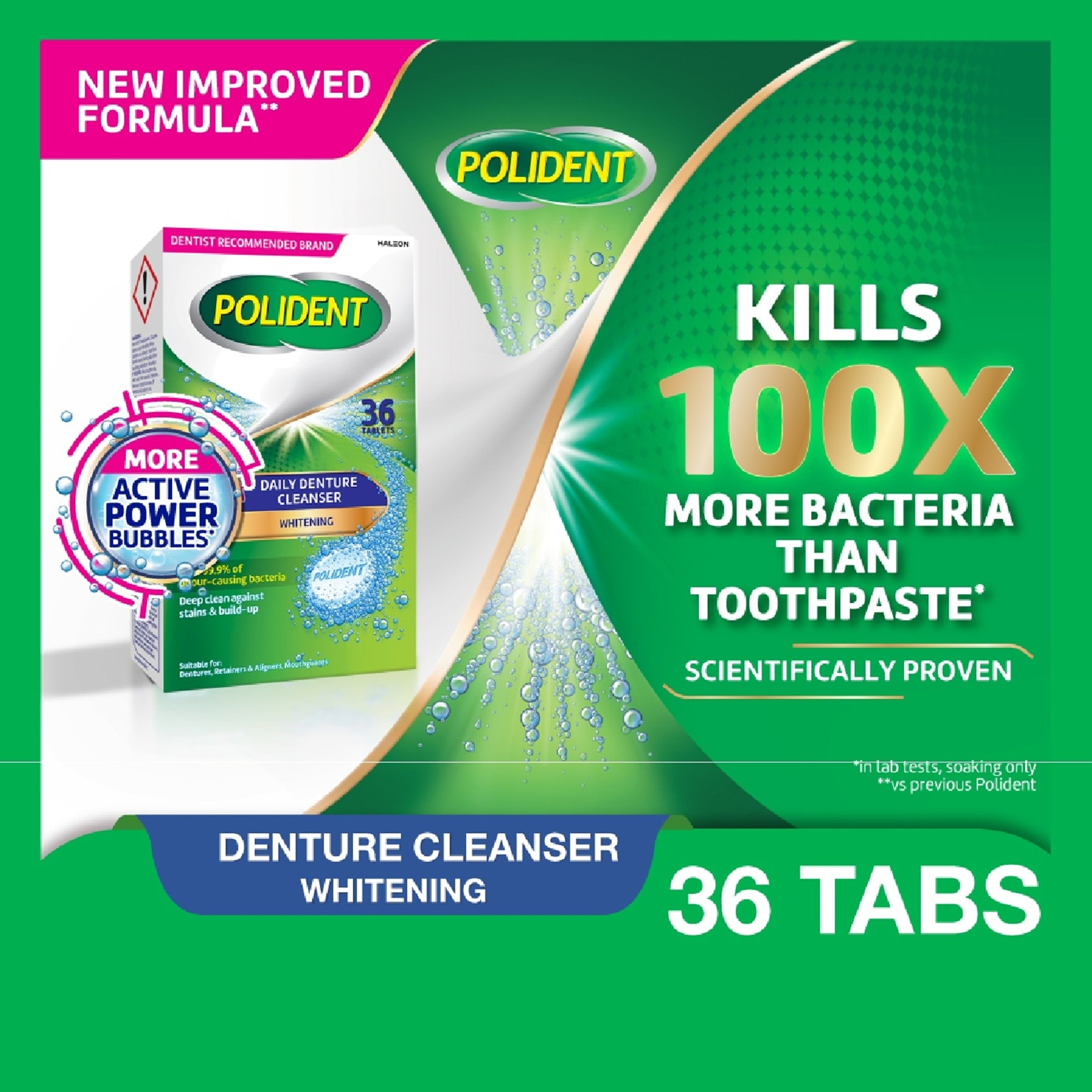 Polident Daily Denture Cleanser Tablet - Whitening (36's)