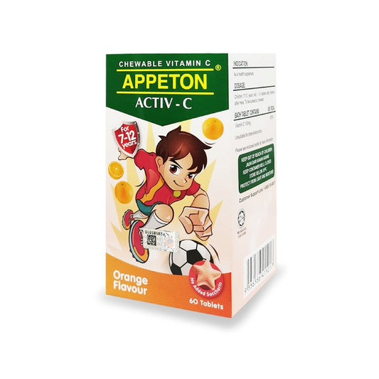 Appeton Activ-C Vitamin C 100mg (Orange Flavour) Chewable Tablet 60's (For Children 7-12 Years)