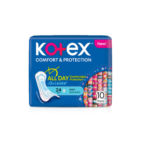 Kotex Pads (Comfort and Protection, Maxi Non-Wing, 24cm) 10's [Day Use]