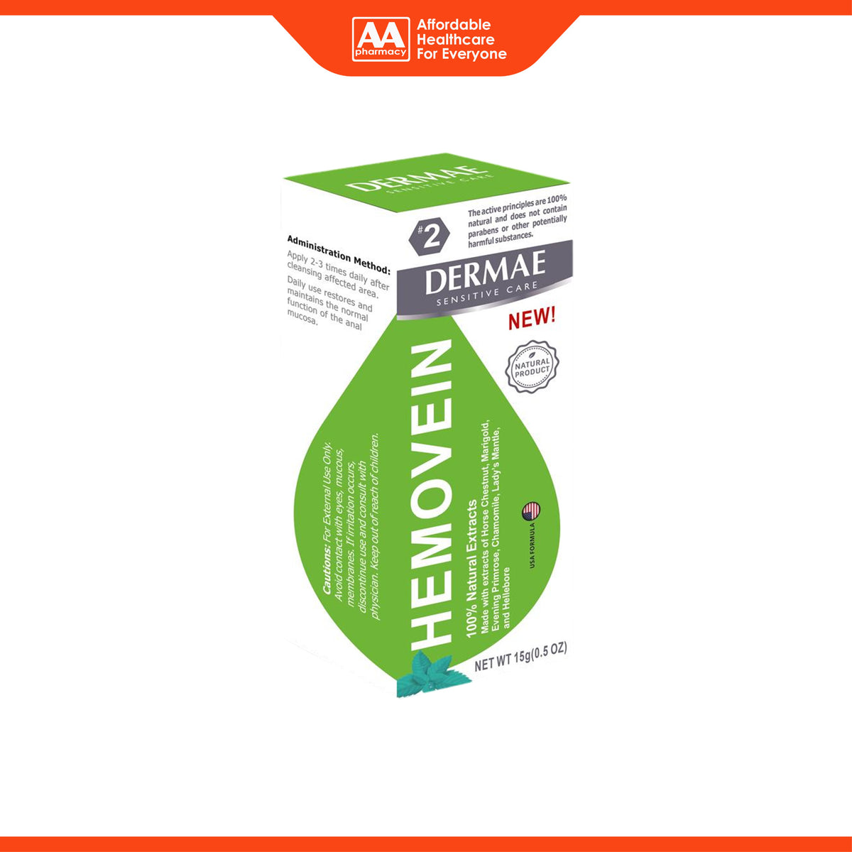 Dermae Hemovein Cream (15g) - With Applicator