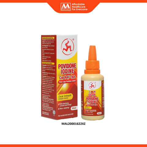 3 Legs Povidone Iodine Antiseptic Solution 30mL (Dropper Packing)