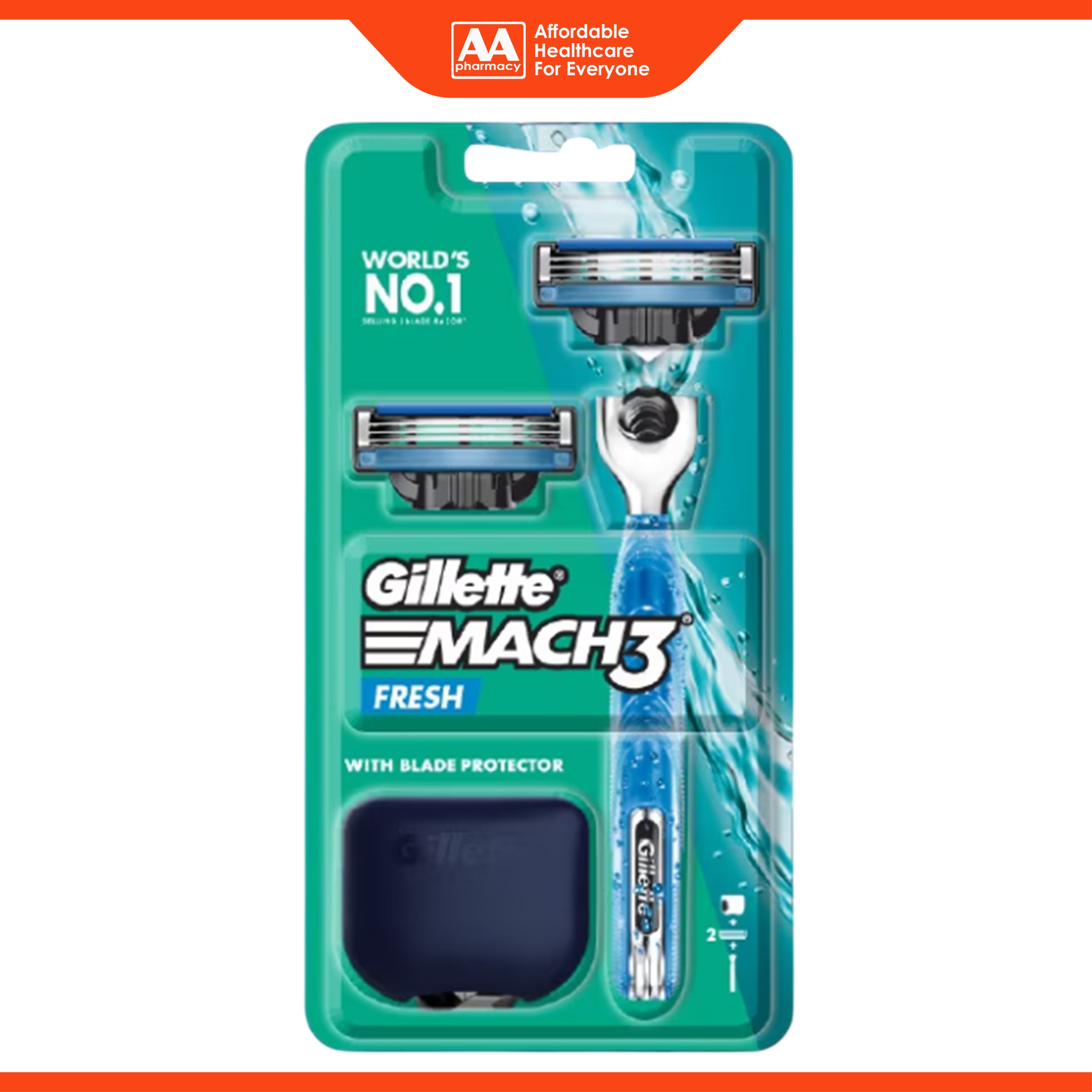 Gillette Mach 3 Fresh (1 Handle, 2 Cartridges, 1 Travel Cover)