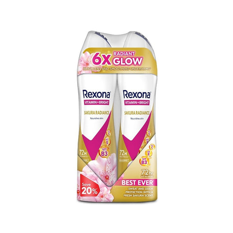 Rexona Vitamin + Bright Antiperspirant Spray (Sakura Radiance) 135mLx2's [Twinpack]