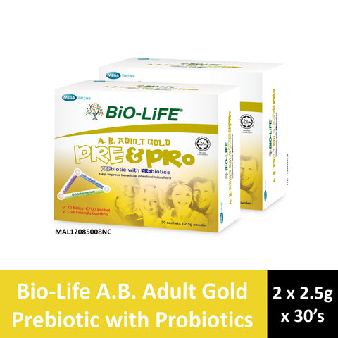 Bio-Life A.B. Adult Gold Pre and Probiotics Powder Sachet 2x2.5gx30's [Twinpack]