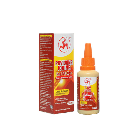 3 Legs Povidone Iodine Antiseptic Solution 30mL (Dropper Packing)