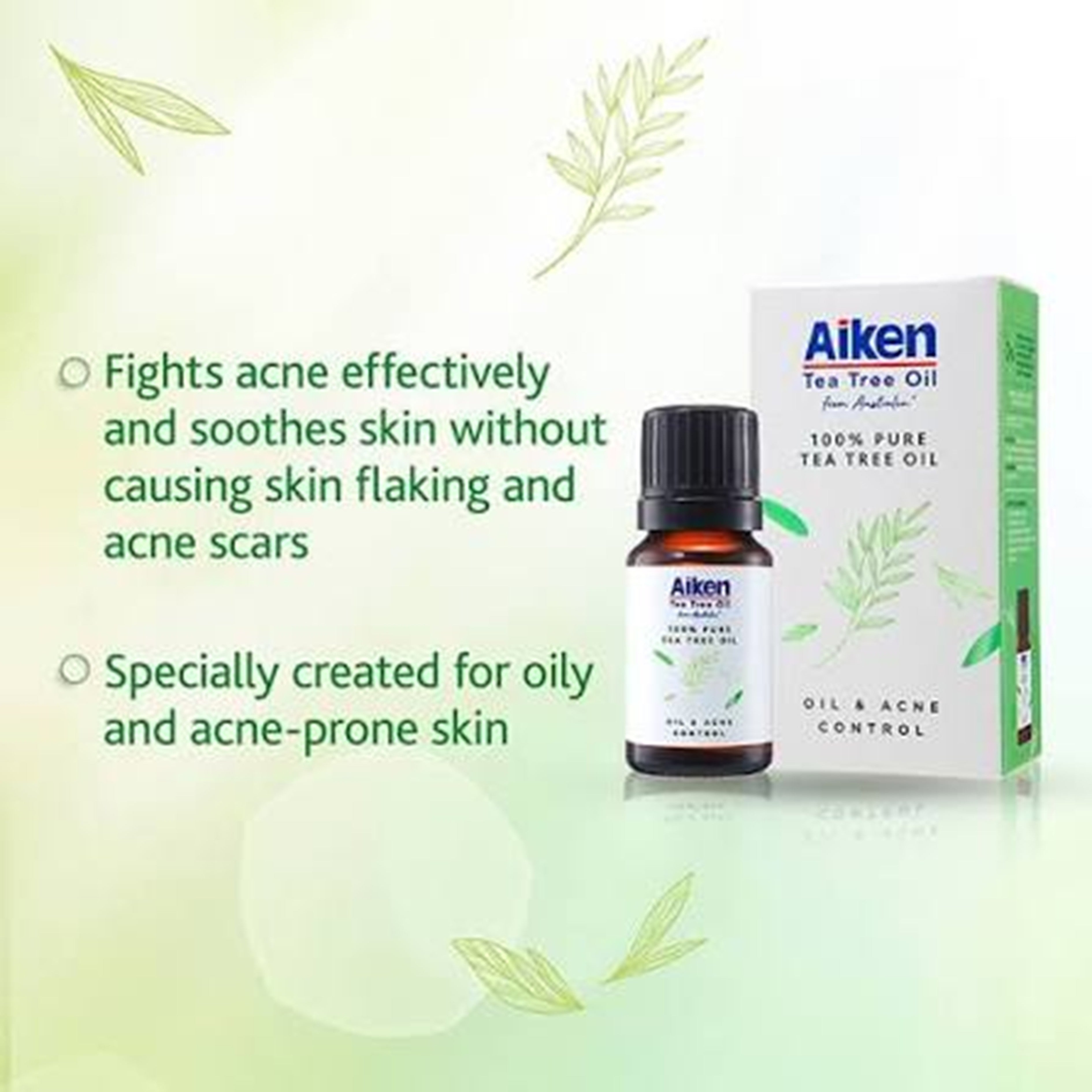 Aiken 100% Pure Tea Tree Oil (10ml) - Oil and Acne Control