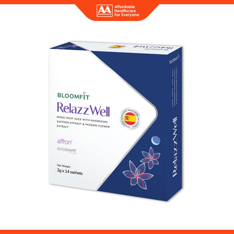 Bloomfit RelazzWell (Mixed Fruit Juice with Magnesium, Saffron Extract and Passion Flower Extract) Sachet 2x2gx14's