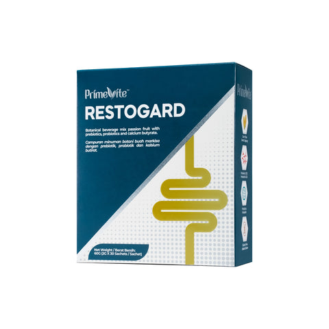 PrimeVite Restogard (Botanical Beverage Mix Passion Fruit with Prebiotics, Probiotics and Calcium Butyrate) 2gx30's