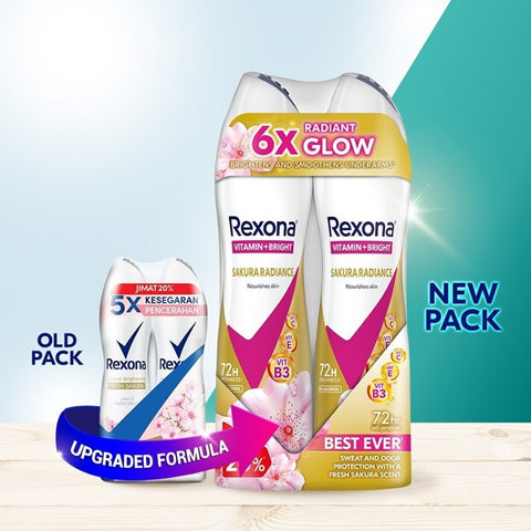 Rexona Vitamin + Bright Antiperspirant Spray (Sakura Radiance) 135mLx2's [Twinpack]