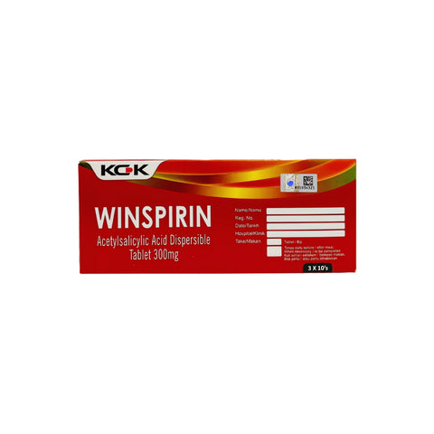 Winspirin (Acetylsalicylic Acid 300mg) Dispersible Tablet 3x10's