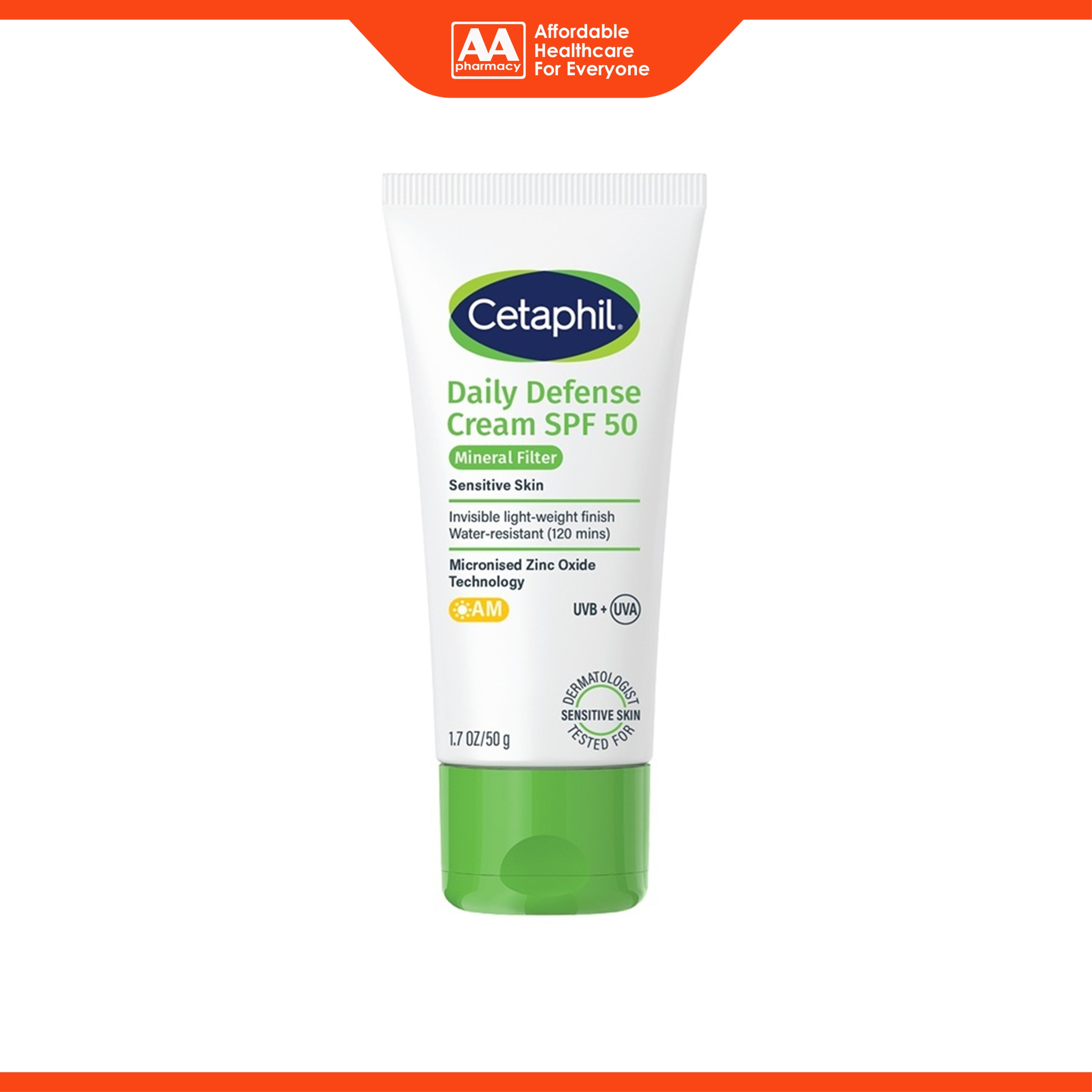 Cetaphil Daily Defense Cream SPF 50 Mineral Sunscreen (50g)