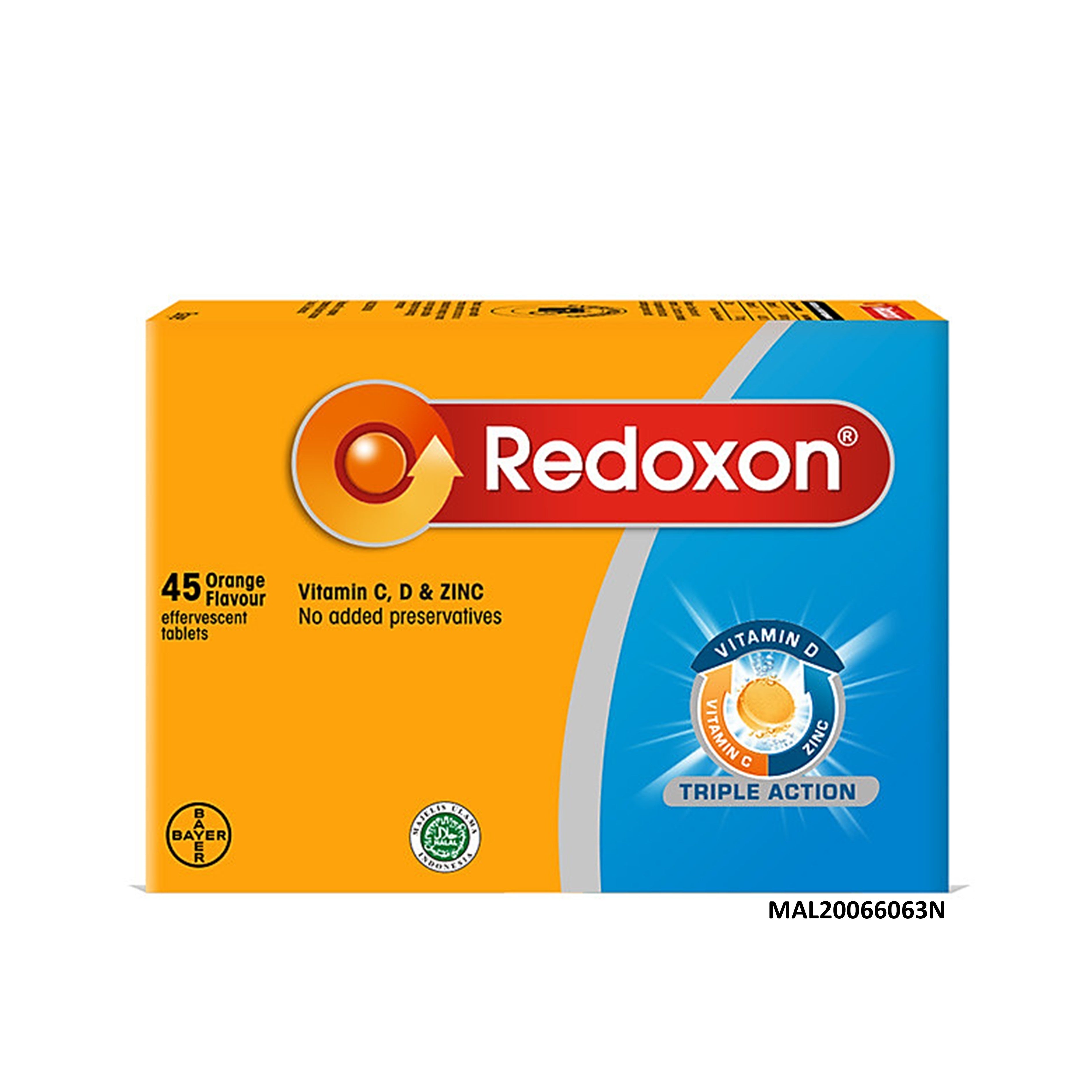 Redoxon Triple Action (Vitamins C, D and Zinc) Effervescent Tablet 3x15’s (Orange Flavour)