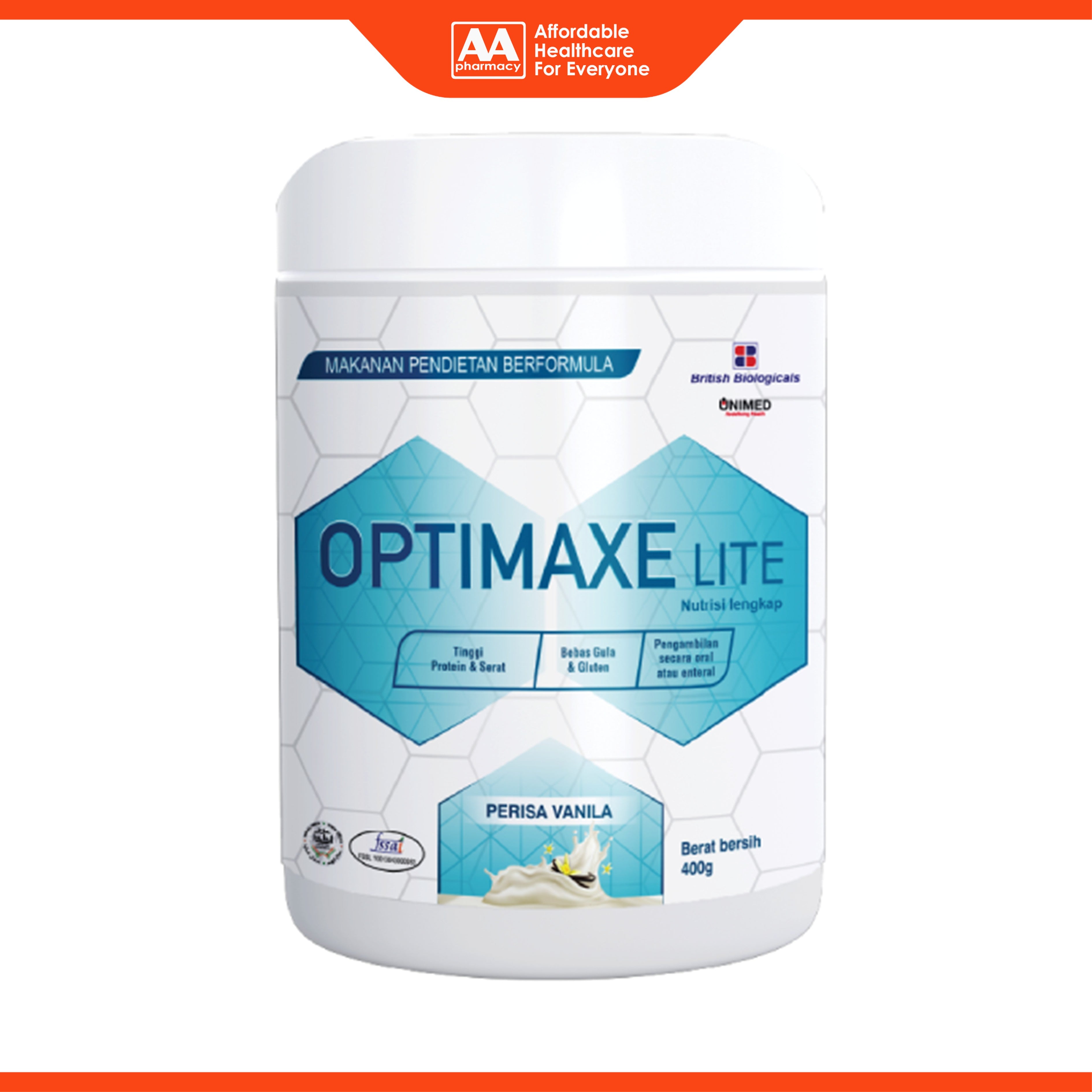 Optimaxe Lite Complete Balanced Nutrition (400g) - Vanilla Flavour