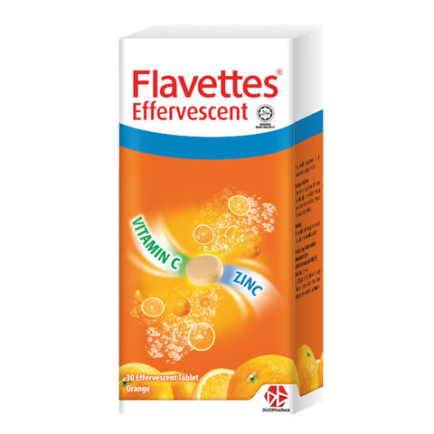 Flavettes Vitamin C + Zinc Effervescent Tablet 2x15's (Orange Flavour)