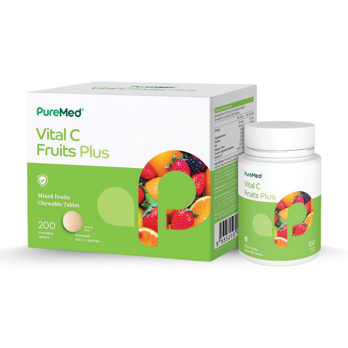 Fruitus PureMed Vital C Fruits Plus Chewable Tablet 2x100's – AA Pharmacy