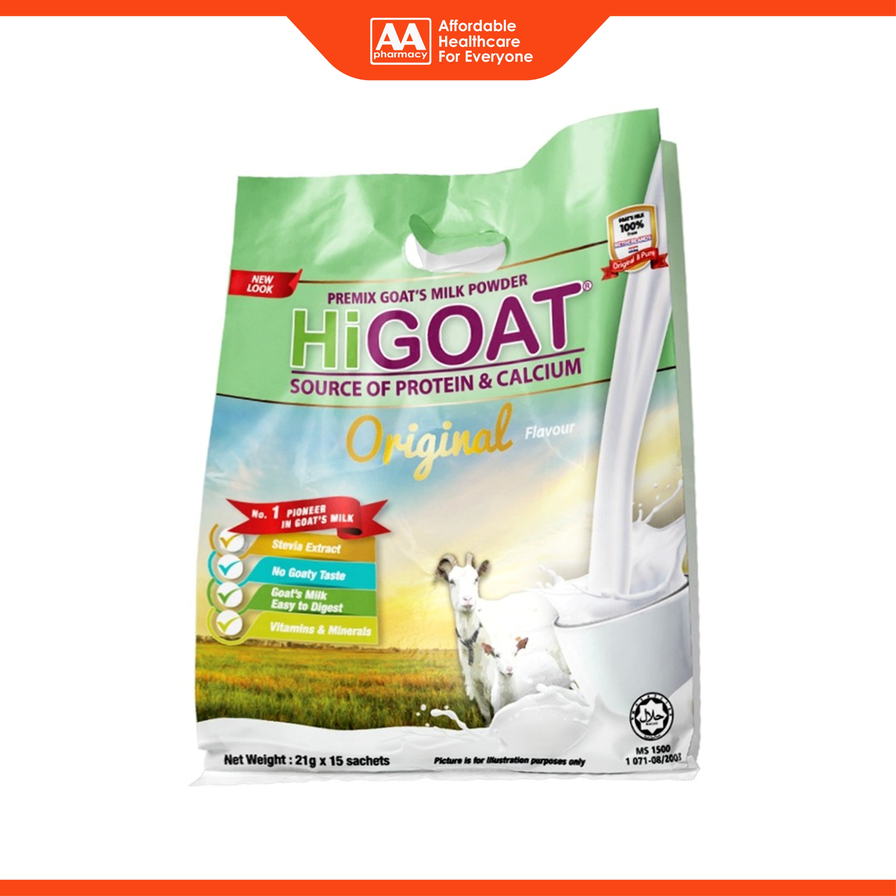HiGOAT Premix Goat's Milk Powder Sachet 21gx15's (Original Flavour)