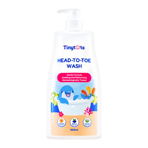 Tinytots Head-To-Toe Wash 1000ml (With Calendula, Aloe Vera and Bilberry Extract)