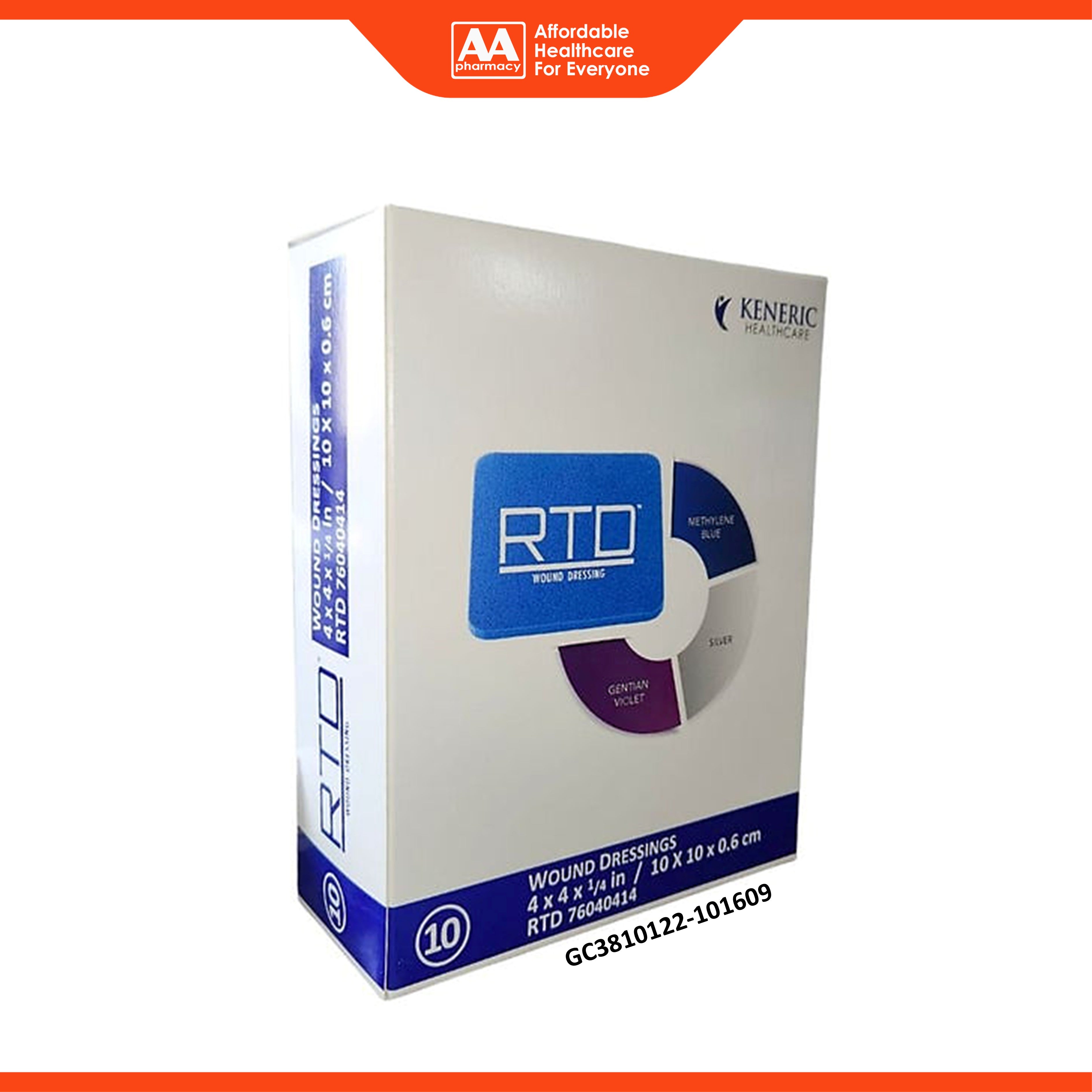 RTD Broad Spectrum Antimicrobial Foam Wound Care Dressing (10 x 10 x 0.6cm) REF RTD76040414