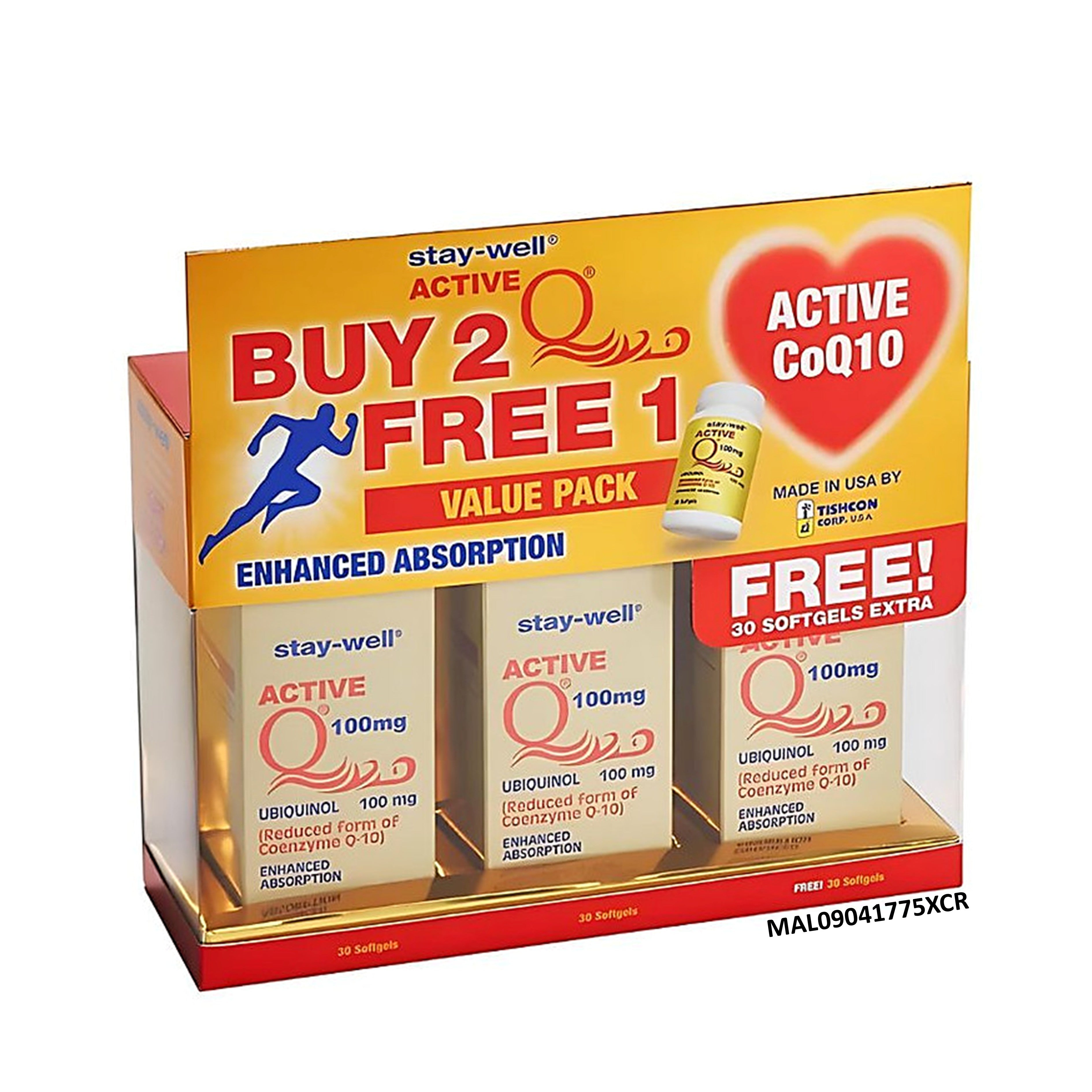 Stay-Well Active Q 100mg Softgel 2x30's FOC 30's [Value Pack]