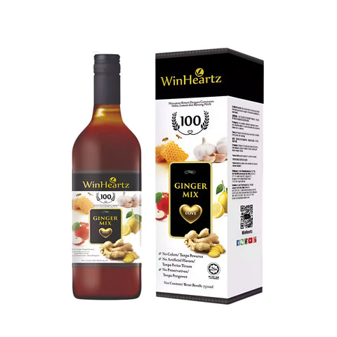 WinHeartz Ginger Mix (Botanical Beverage Mix with Ginger, Lemon and Garlic) 750mL