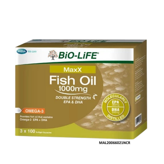 Bio-Life MaxX Fish Oil 1000mg Double Strength Softgel Capsule 3x100's