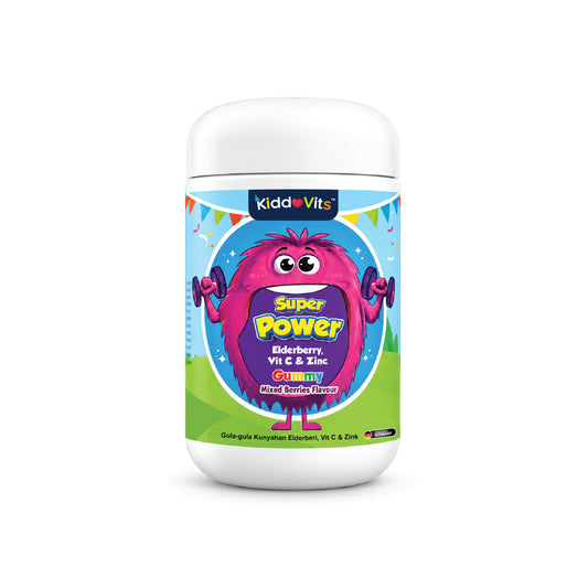 KiddoVits Super Power (Elderberry, Vitamin C and Zinc) Gummy 60's (Mixed Berries Flavour)