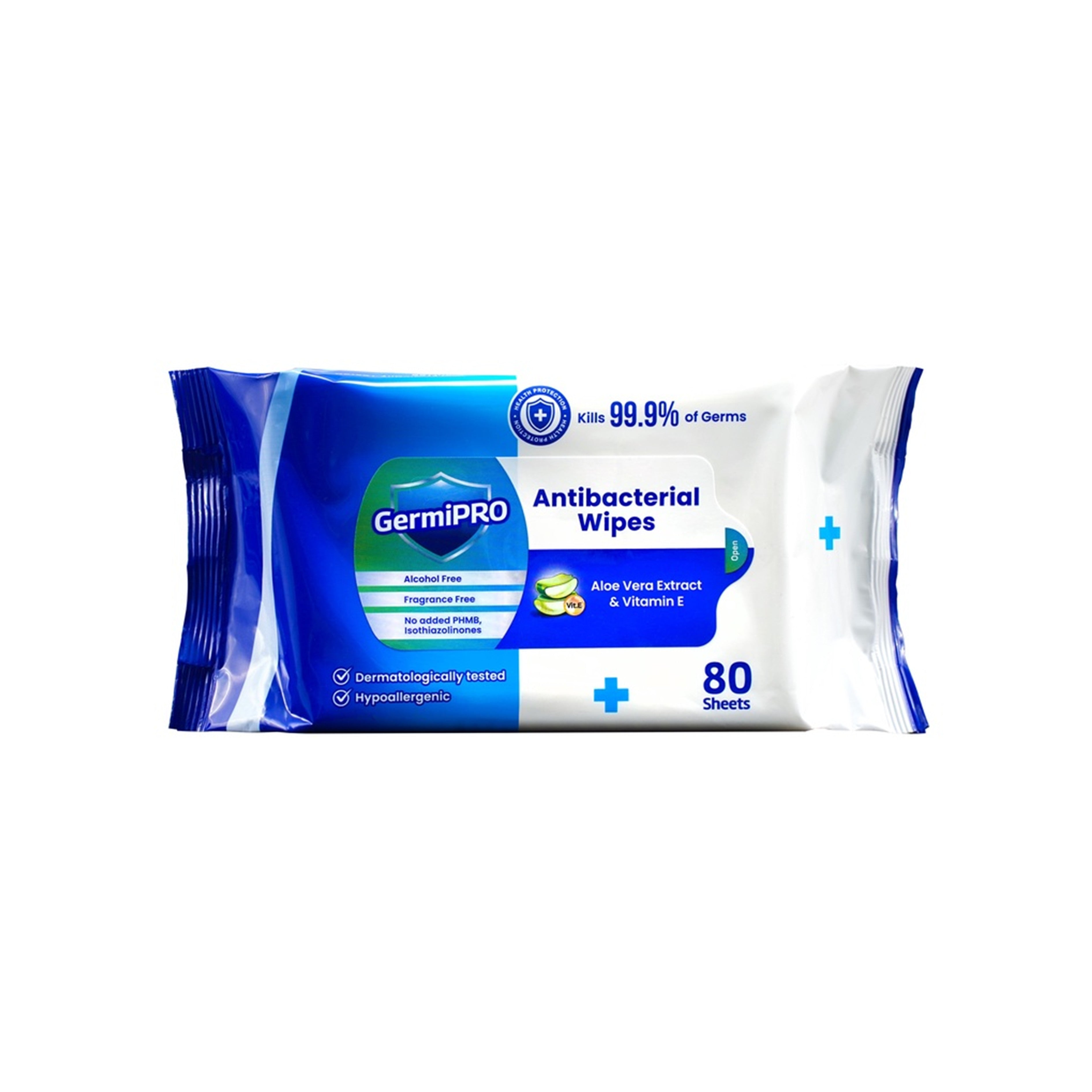 GermiPRO Antibacterial Wipes (80's) - With Aloe Vera Extract and Vitamin E