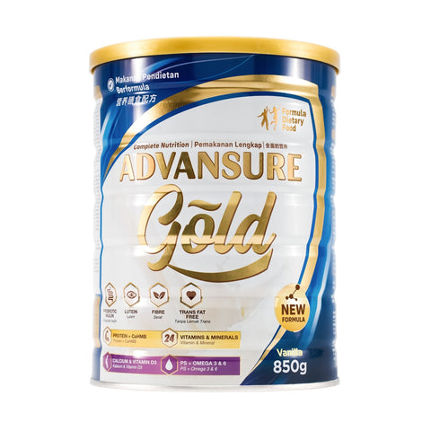 Advansure Gold Complete Nutrition Formula Dietary Food 850g (Vanilla Flavour)