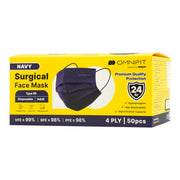 Omnifit Surgical Face Mask - 4 ply, Navy Blue (50's)