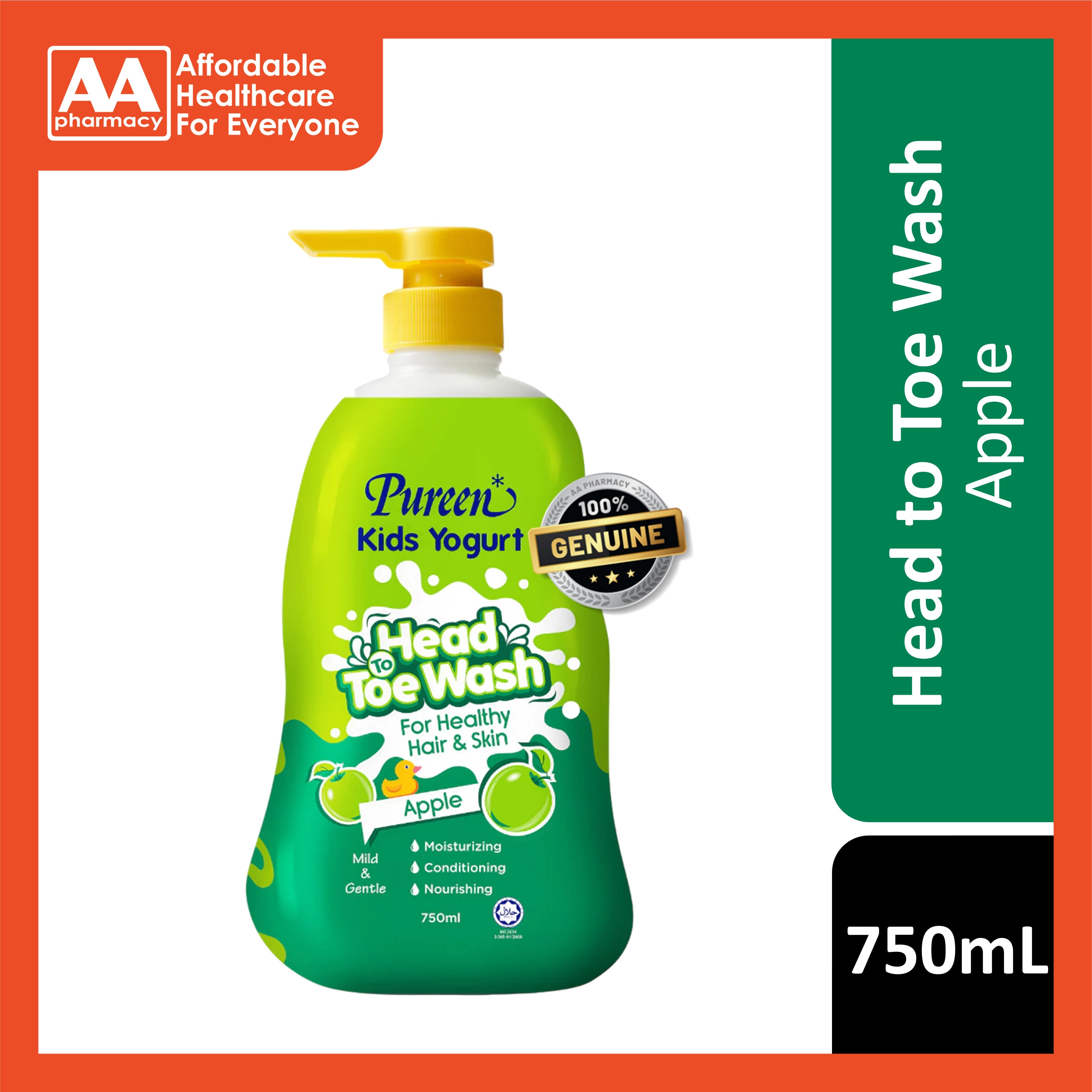 Pureen Kids Yogurt Head To Toe Wash 750mL - Apple