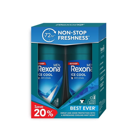 Rexona Men Antiperspirant Roll On (Ice Cool) 45mLx2's [Twinpack]