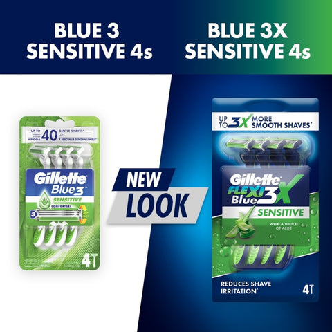 Gillette Flexi Blue 3X Sensitive Disposable Razor 4's