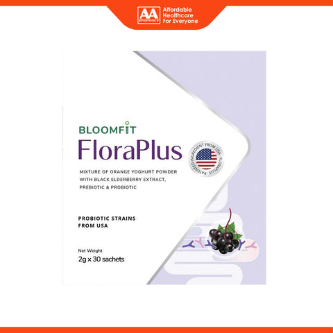 Bloomfit FloraPlus (Mixture of Orange Powder with Black Elderberry Extract, Prebiotic and Probiotic) Sachet 2gx30's