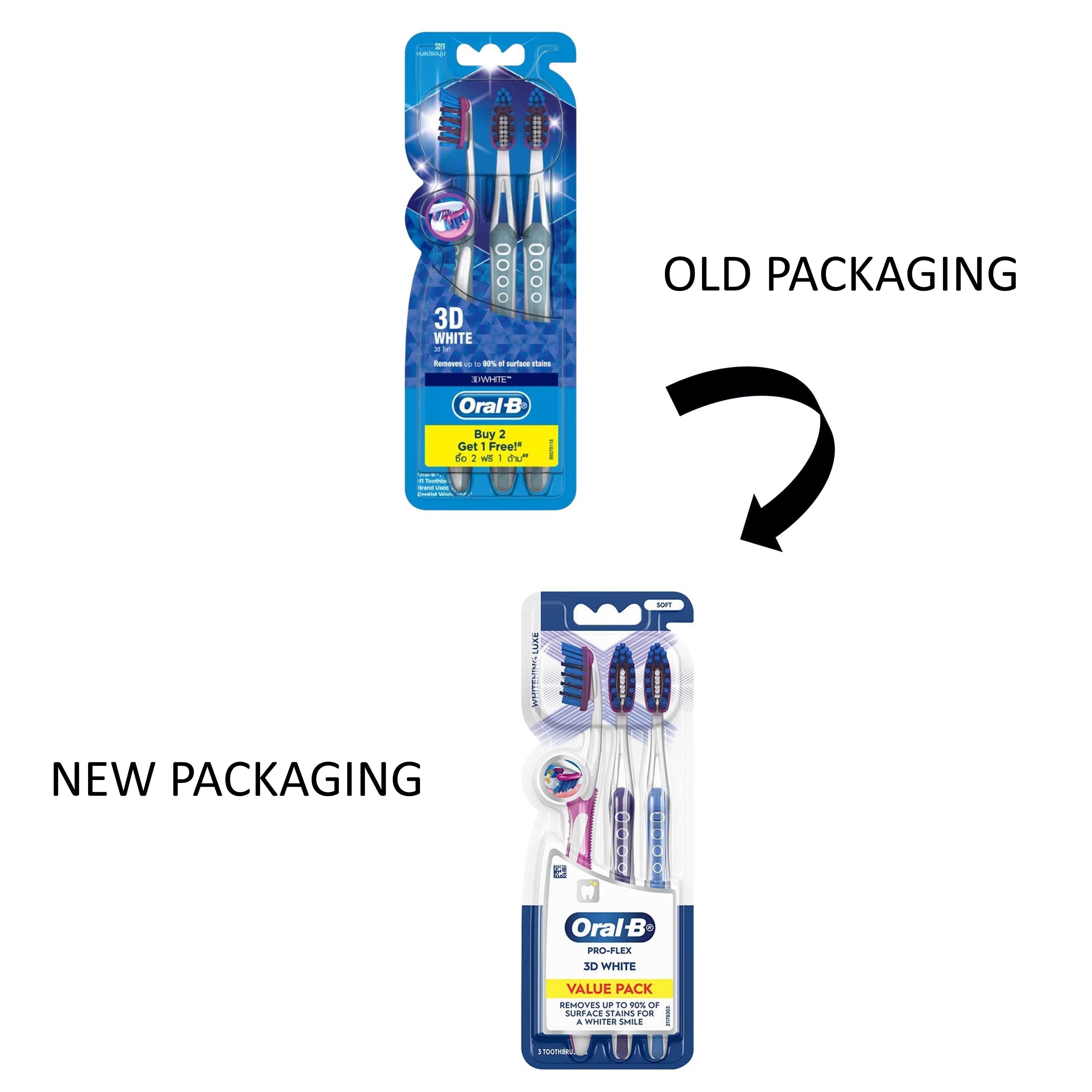 Oral-B Toothbrush (Pro-Flex 3D White, Whitening Luxe, Soft) 3's