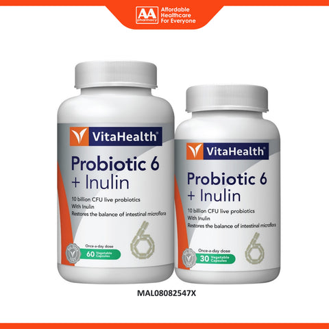 VitaHealth Probiotic 6 + Inulin Vegetable Capsule 60's+30's