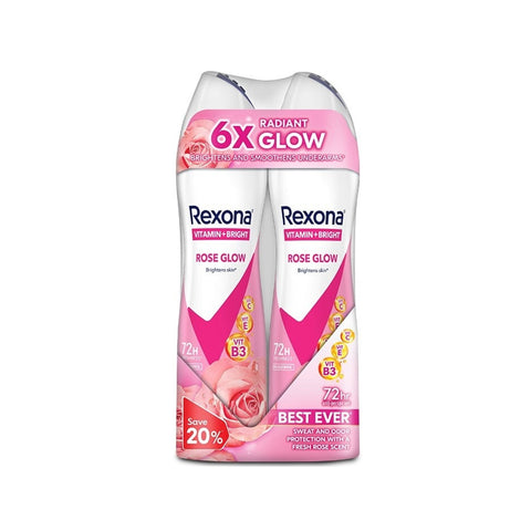 Rexona Vitamin + Bright Antiperspirant Spray (Rose Glow) 135mLx2's [Twinpack]