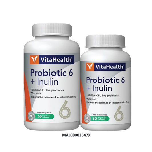 VitaHealth Probiotic 6 + Inulin Vegetable Capsule 60's+30's