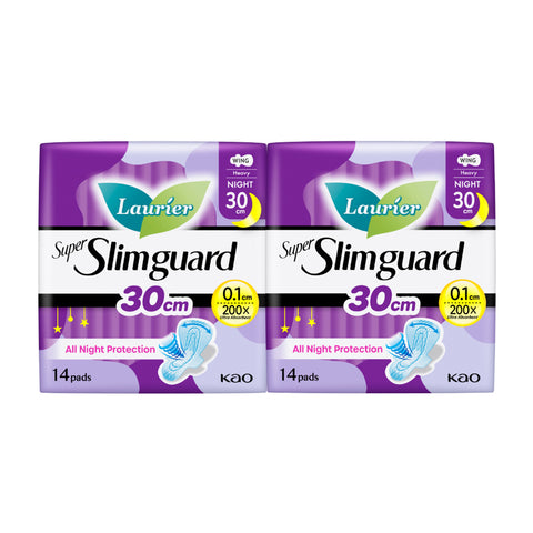 Lauríer Pads (Super Slimguard, Heavy Flow, Wing, 30cm) 2x14's [Night Use]