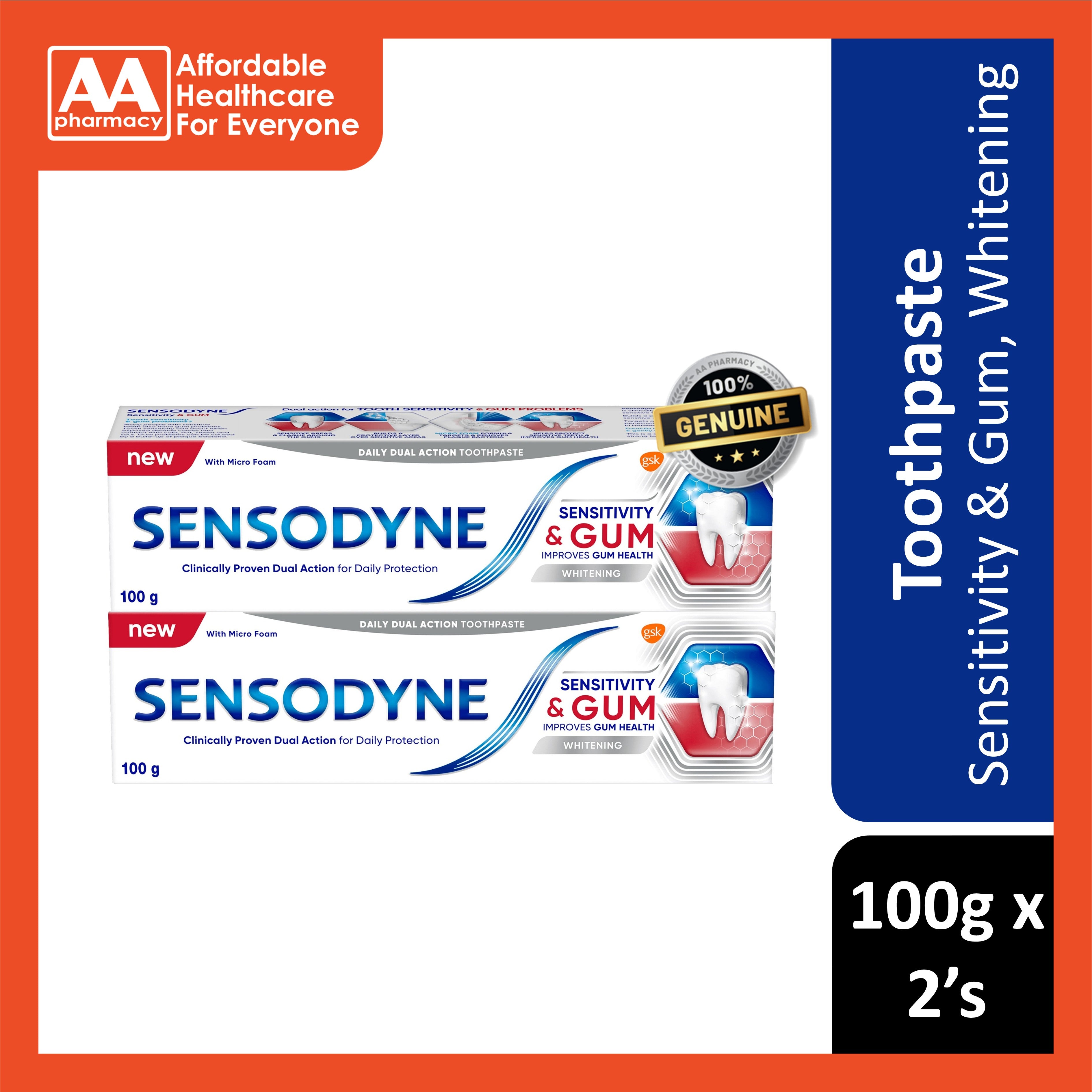 Sensodyne Toothpaste (Sensitivity and Gum, Whitening) 100gx2's [Twinpa ...