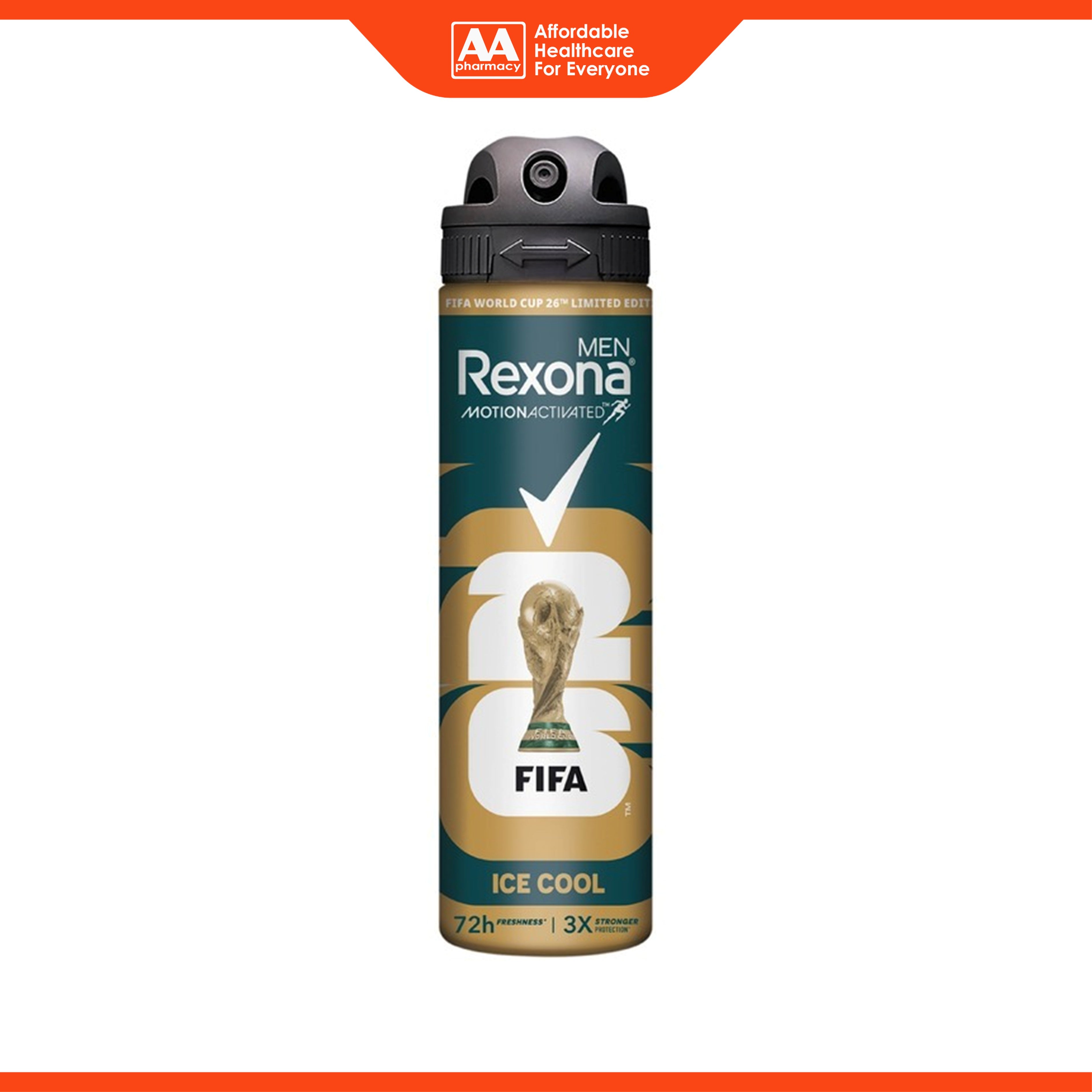 Rexona Men Motion Activated Antiperspirant Spray (Ice Cool 72H Freshness) 135mL [Limited Edition FIFA]