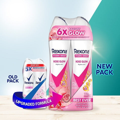 Rexona Vitamin + Bright Antiperspirant Spray (Rose Glow) 135mLx2's [Twinpack]