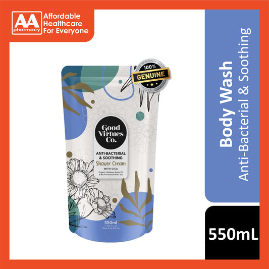 Good Virtues Co. Anti-Bacterial and Soothing Shower Cream (With Cica) 550mL (Refill Pack)