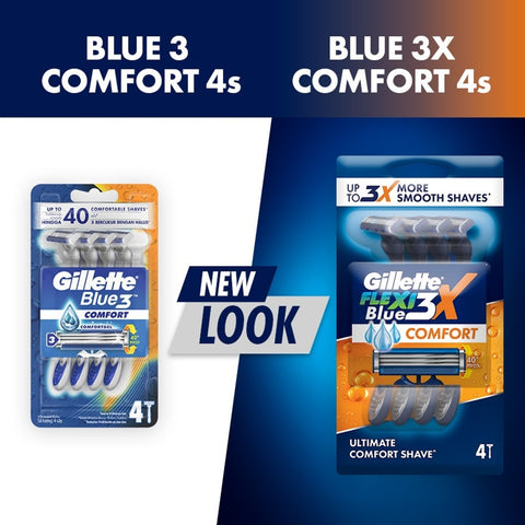 Gillette Flexi Blue 3X Comfort Disposable Razor 4's